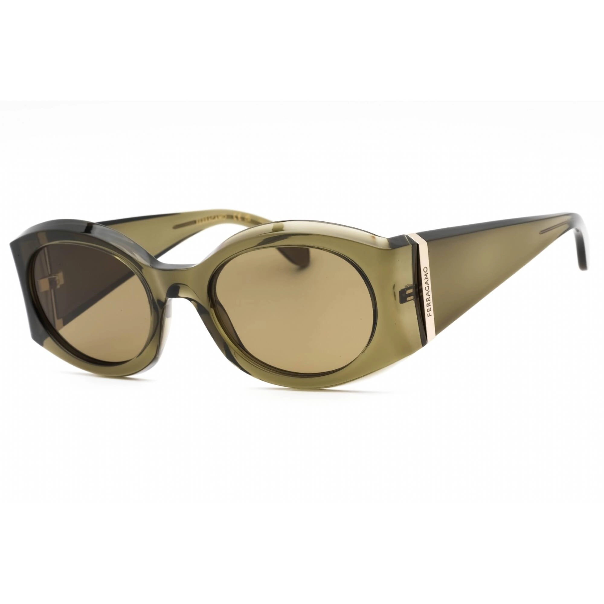 Salvatore Ferragamo Women's Sunglasses - Transparent Khaki Oval Frame | SF2008S 320