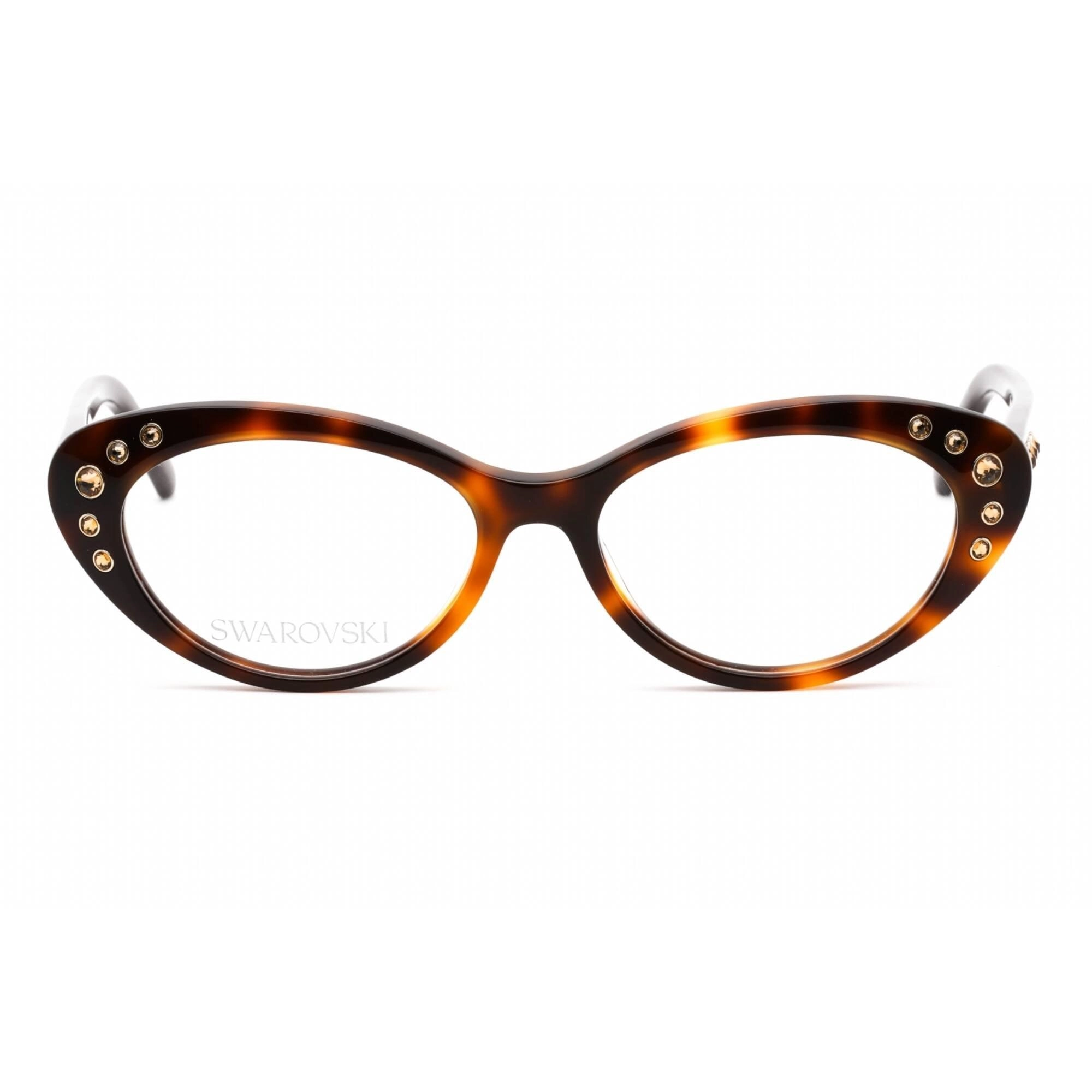 Swarovski Women's Eyeglasses - Full Rim Cat Eye Dark Havana Plastic Frame | SK5429 052