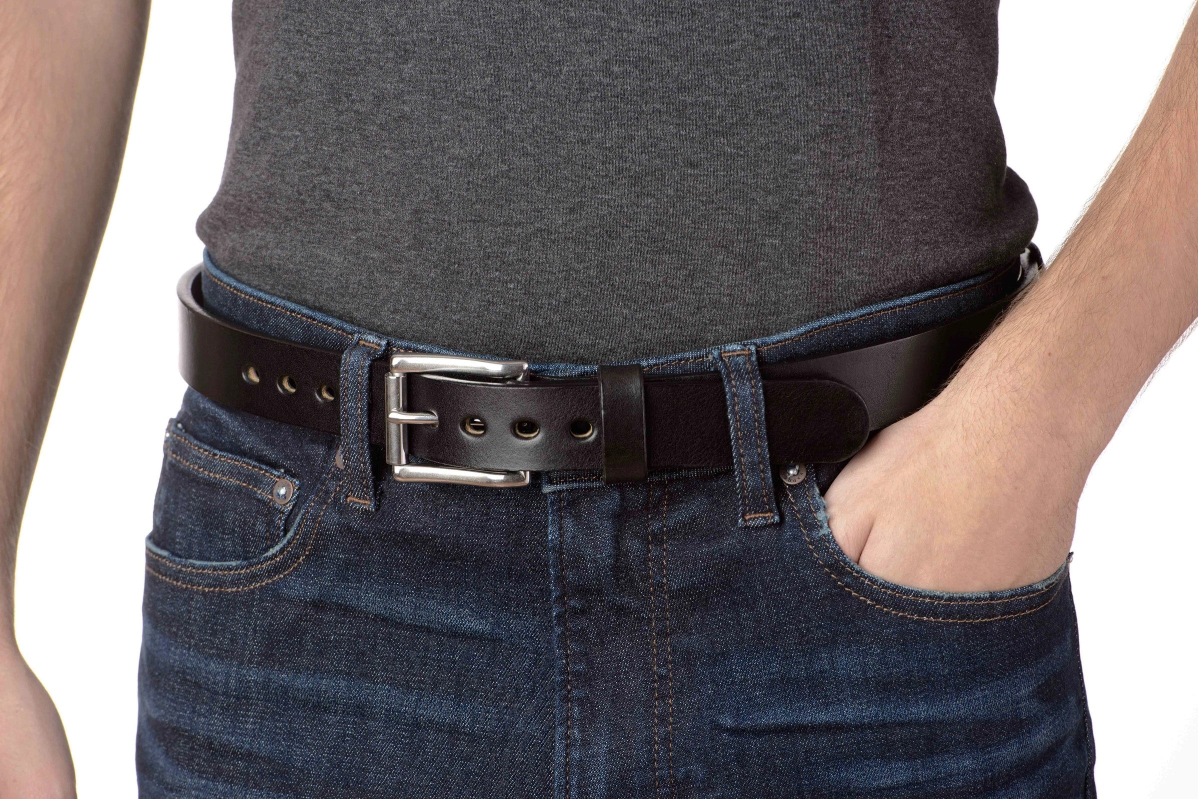 The Eastwood: Men's Black Non Stitched Leather Belt Max Thick 1.25"