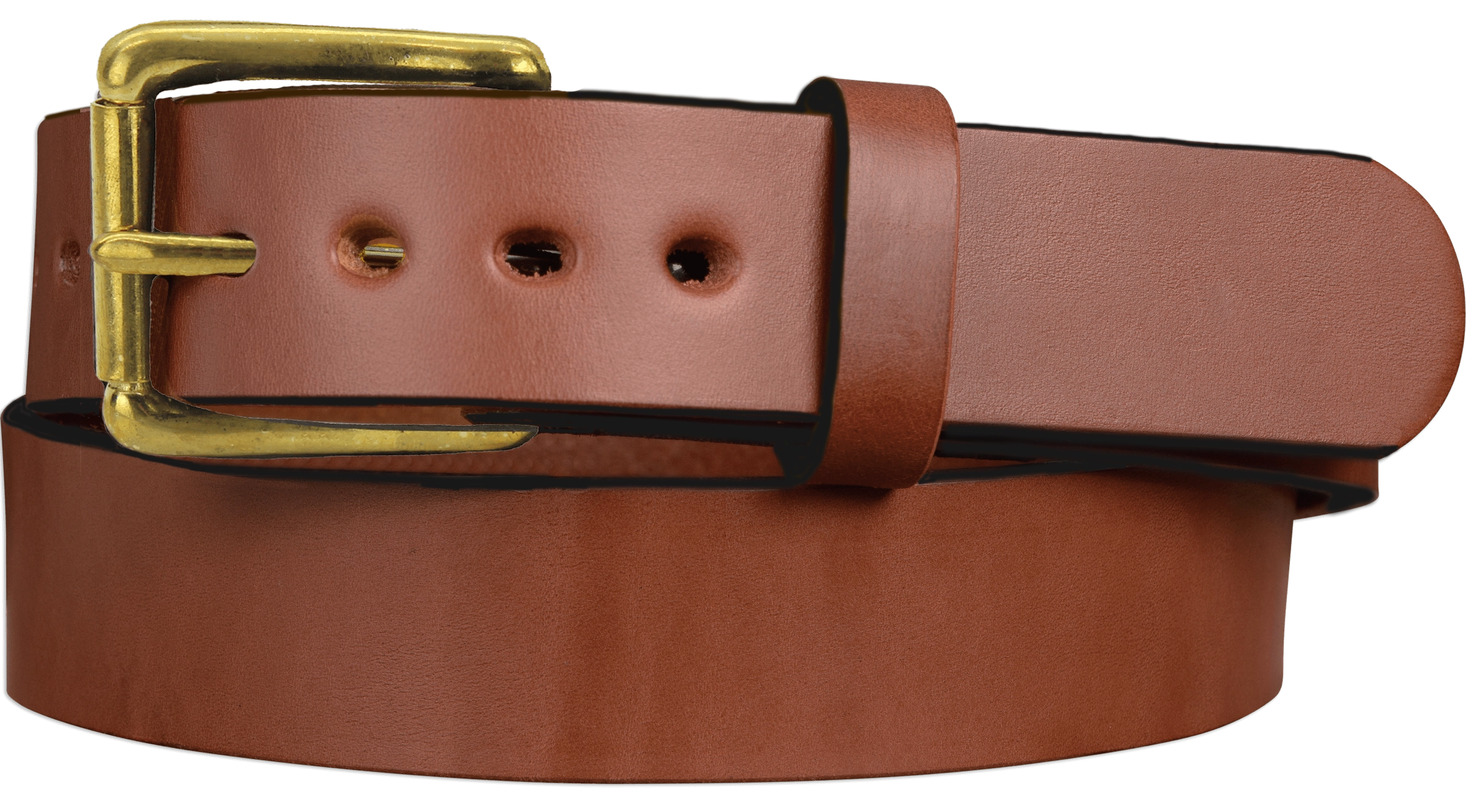 The Eastwood: Men's Medium Brown Non Stitched Leather Belt Max Thick With Brass 1.50"