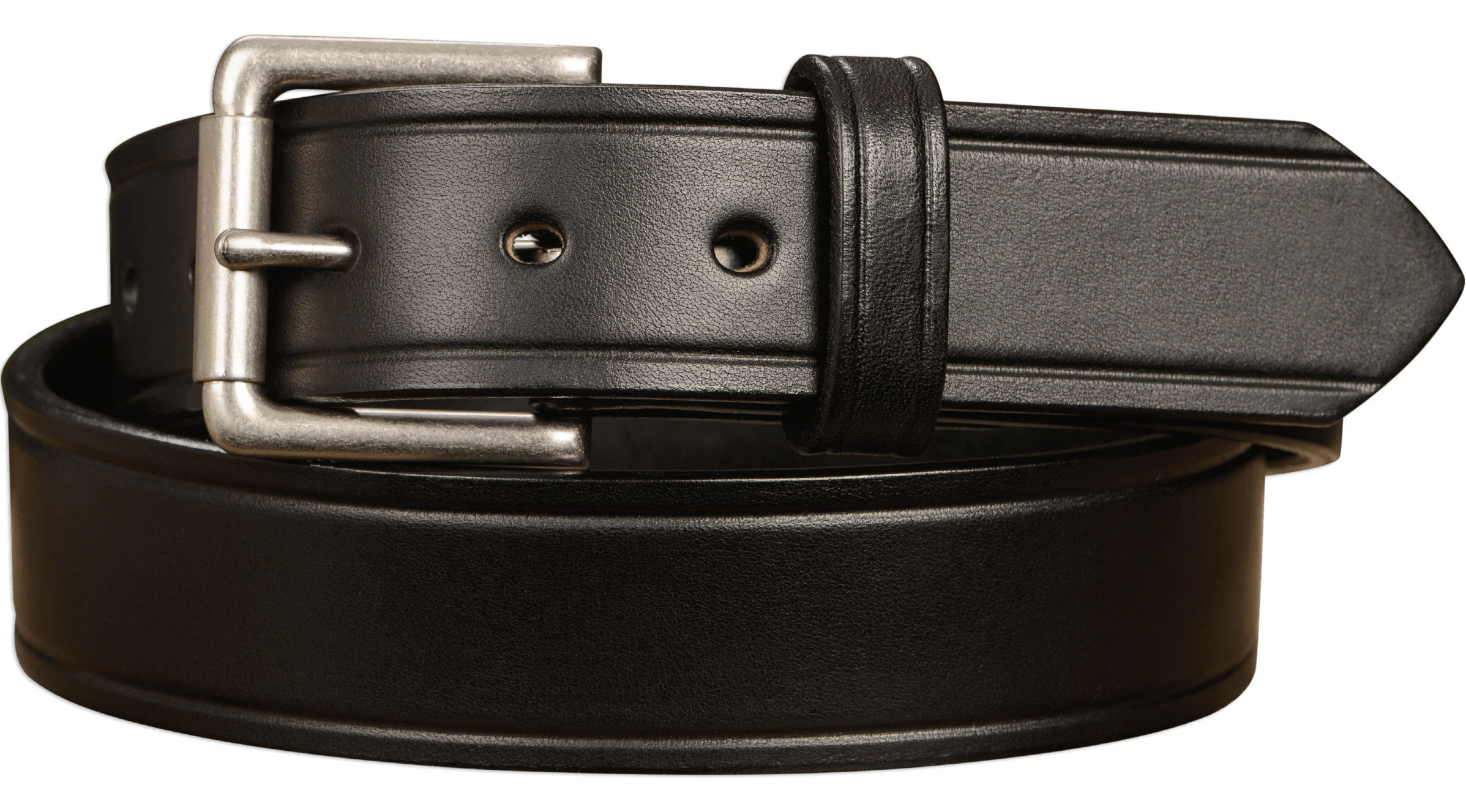 The Maverick: Men's Black Creased Accent Leather Belt 1.50"