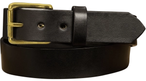 The Maverick: Men's Black Non Stitched Leather Belt With Brass 1.50"