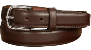 The Stallion: Men's Chocolate Brown Stitched Italian Leather Belt With Chrome Buckle 1.25"