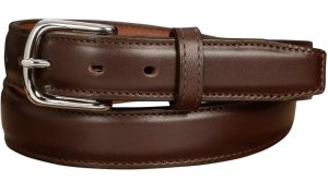 The Stallion: Men's Chocolate Brown Stitched Italian Leather With Steel Core And Chrome Buckle 1.25"