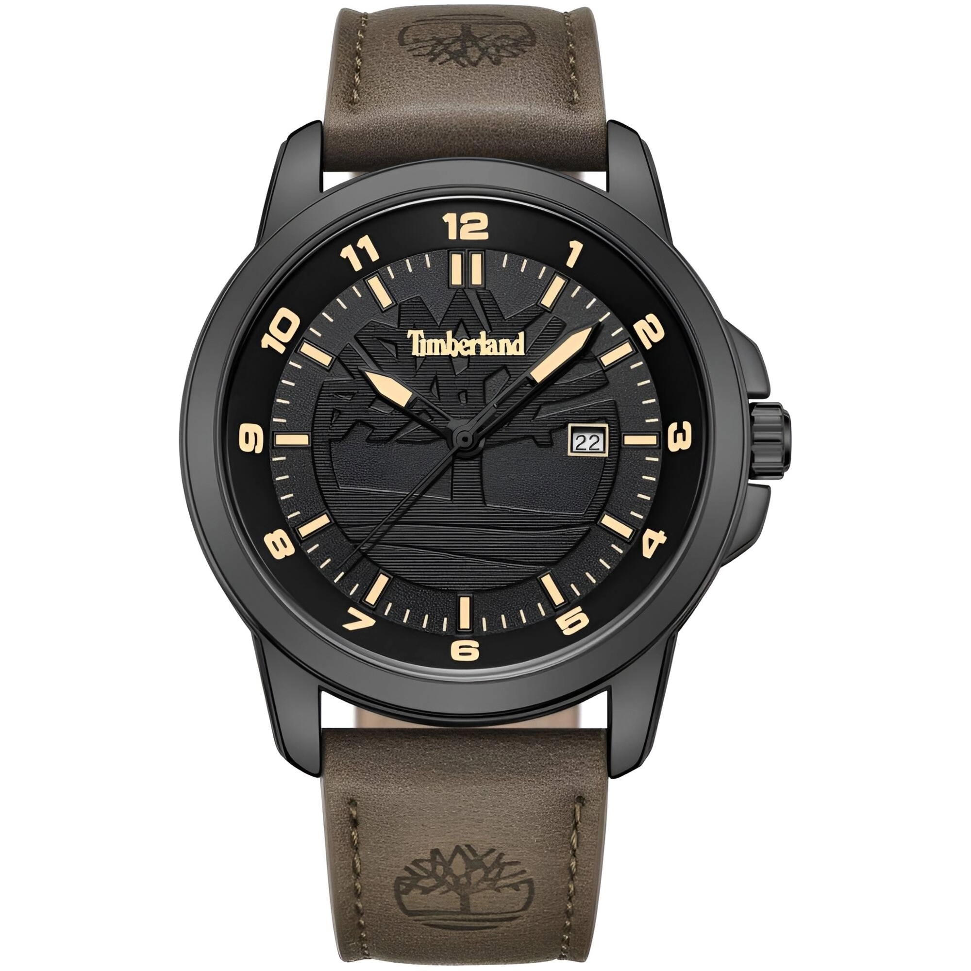Timberland Men's Watch - Classic Black Dial Dark Brown Leather Strap | TDWGB9002102