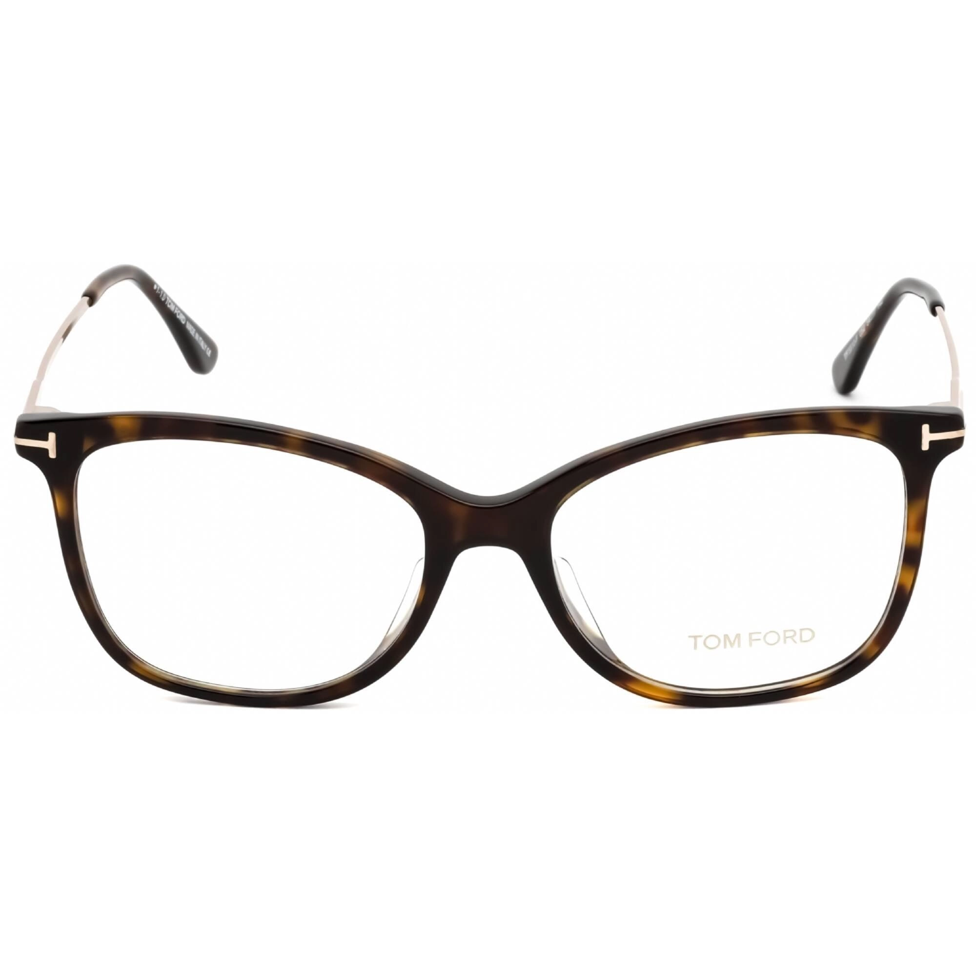 Tom Ford Women's Eyeglasses - Dark Havana Acetate/Metal Rectangular | FT5510-F 052