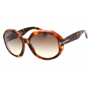 Tom Ford Women's Sunglasses - Dark Havana Plastic Full Rim Oval Frame | FT1011 52B