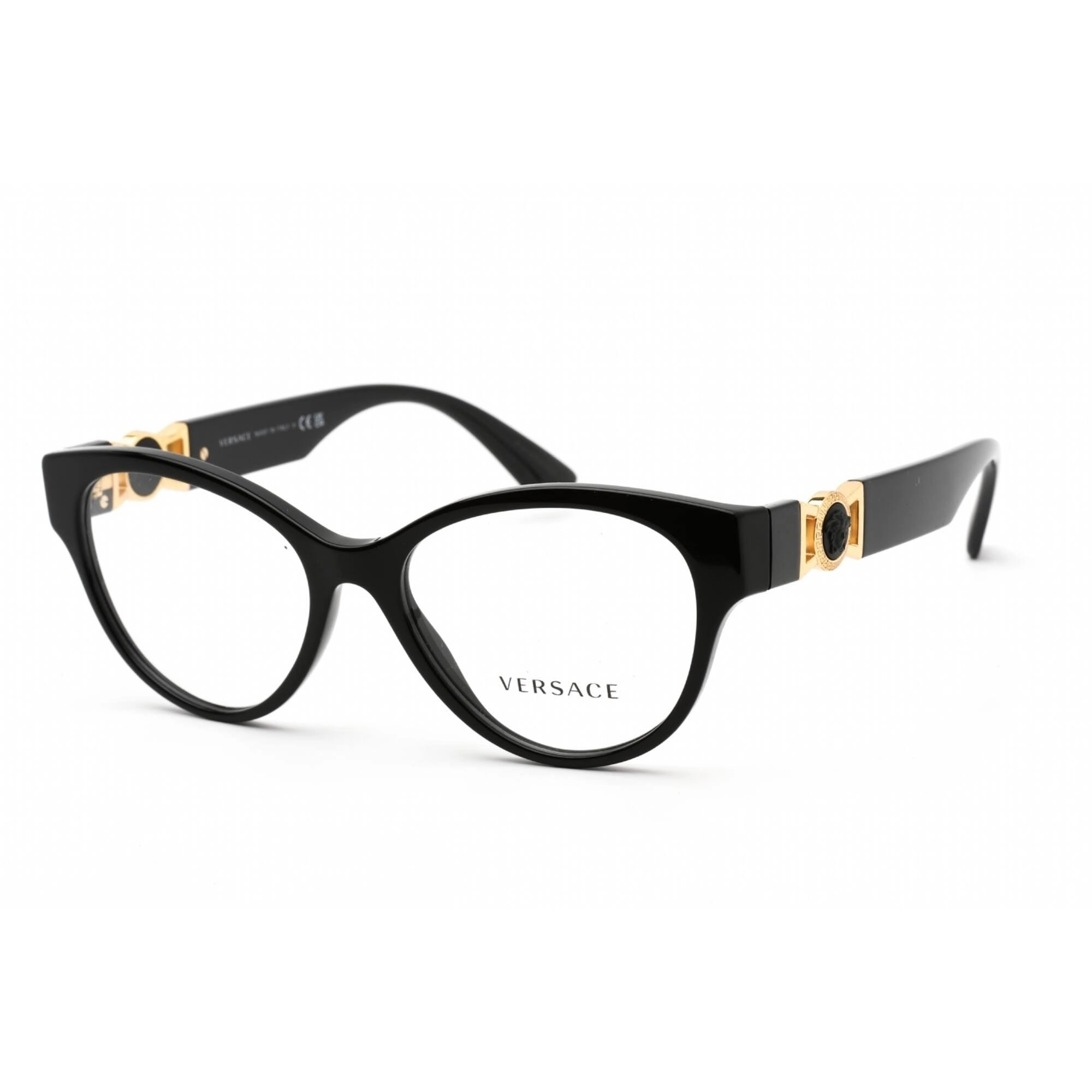 Versace Women's Eyeglasses - Clear Lens Cat Eye Black Plastic Frame | 0VE3313 GB1