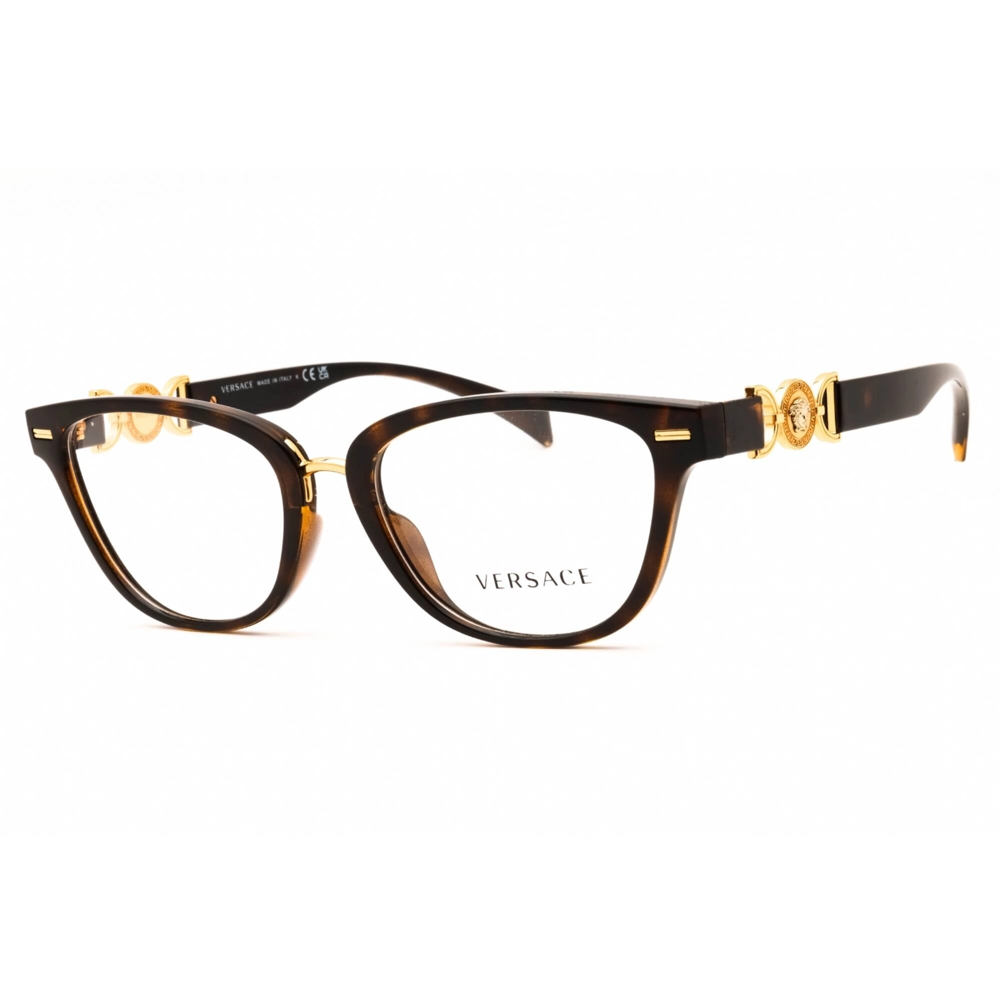 Versace Women's Eyeglasses - Dark Havana Nylon/Metal Cat Eye Frame | 0VE3336U 108