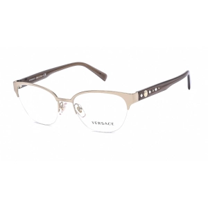 Versace Women's Eyeglasses - Pale Gold Metal Cat Eye Half Rim Frame | VE1255B 1339